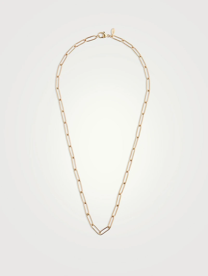 Large 14K Gold Paper Clip Chain Necklace