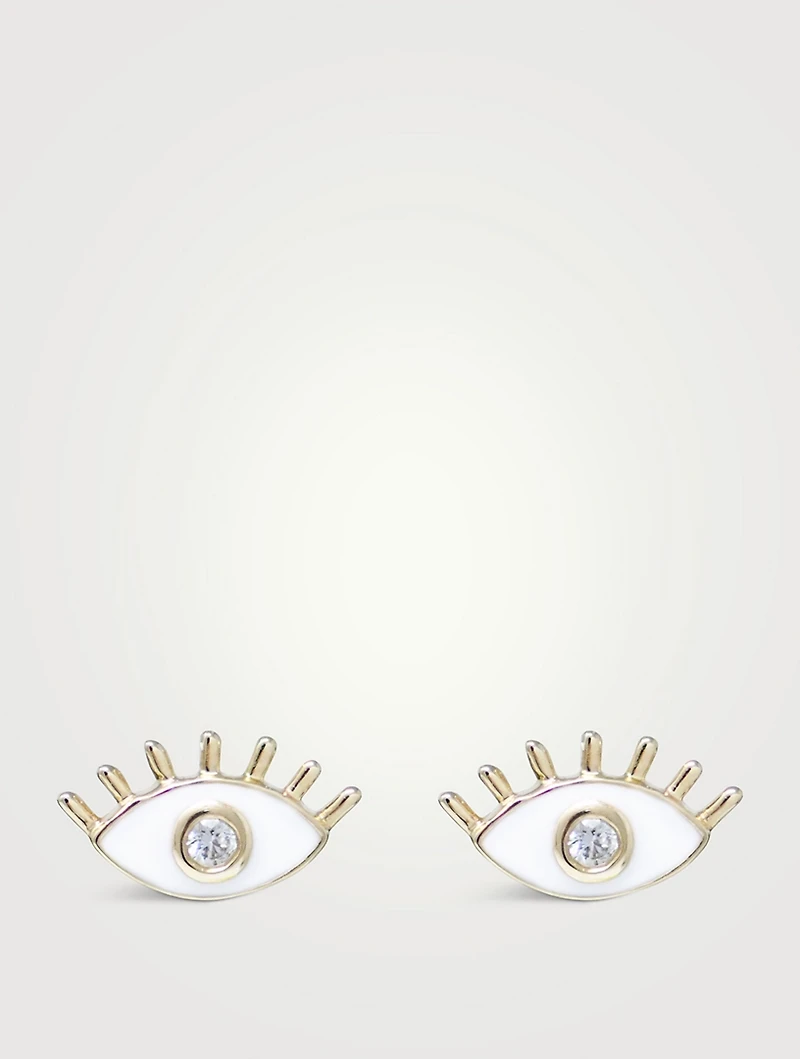 x Mel Soldera 14K Gold Enamel Evil Eye Lash Stud Earrings