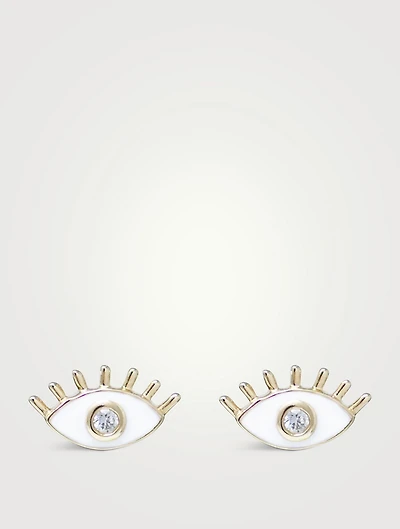 x Mel Soldera 14K Gold Enamel Evil Eye Lash Stud Earrings