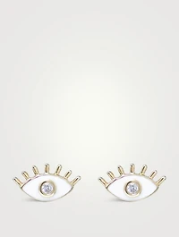 x Mel Soldera 14K Gold Enamel Evil Eye Lash Stud Earrings