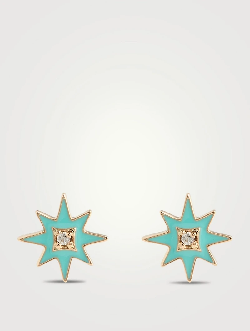 Jac+Jo 14K Gold Icon Enamel Starburst Stud Earrings