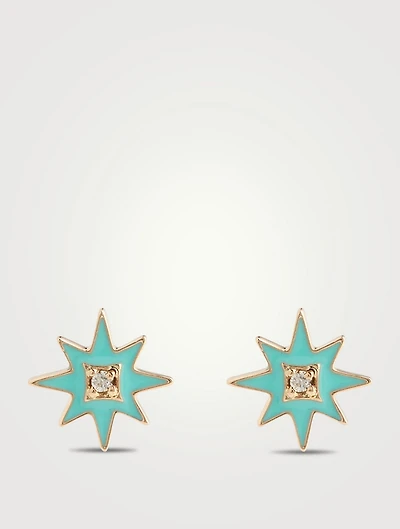 Jac+Jo 14K Gold Icon Enamel Starburst Stud Earrings