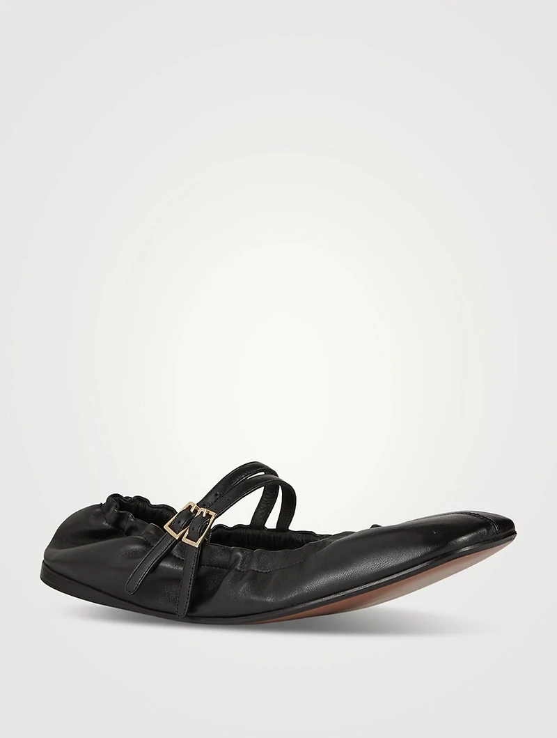 Le Mary Jane Leather Ballet Flats