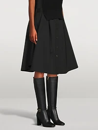 Ribbon Leather Knee-High Boots