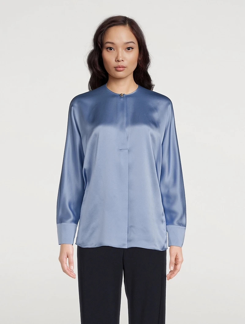 Dolman-Sleeve Silk Blouse