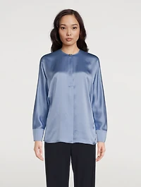 Dolman-Sleeve Silk Blouse