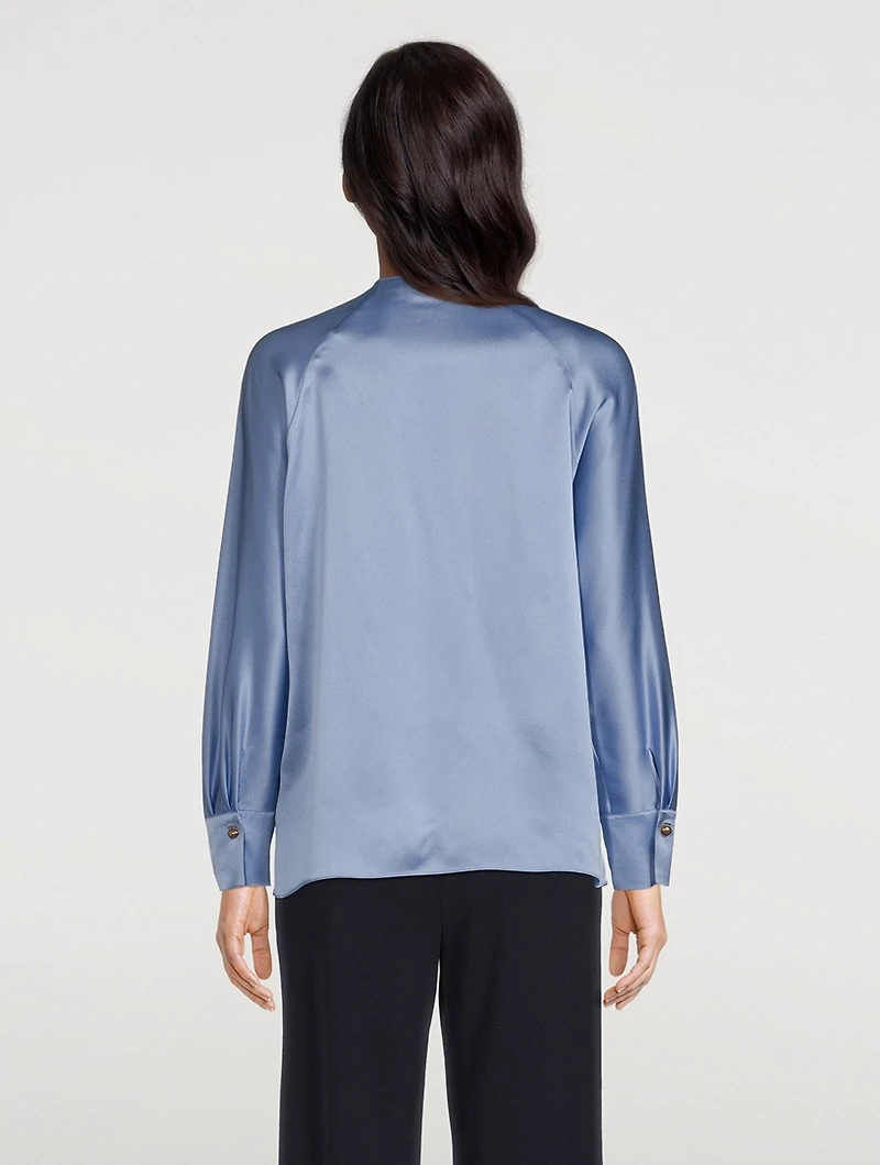 Dolman-Sleeve Silk Blouse