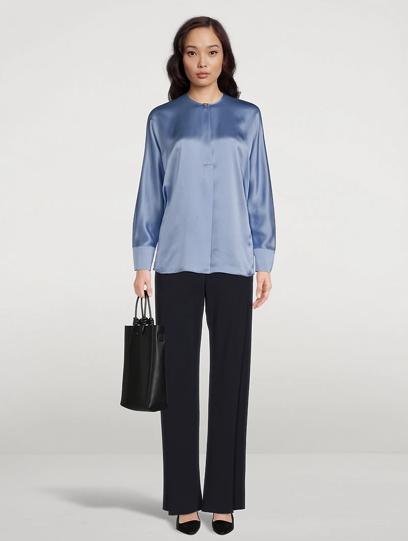Dolman-Sleeve Silk Blouse