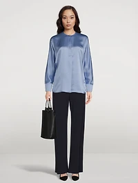Dolman-Sleeve Silk Blouse