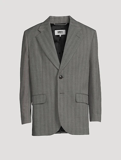 Single-Breasted Jacket Striped Print