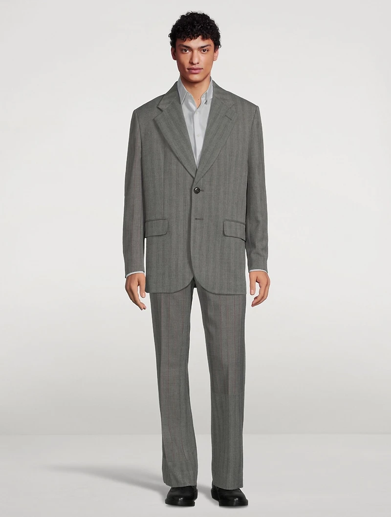 Single-Breasted Jacket Striped Print