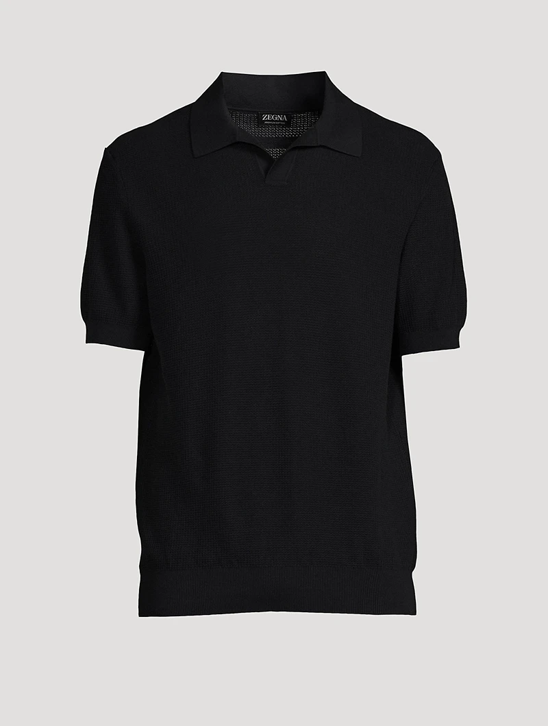 Cotton Jacquard Short-Sleeve Polo