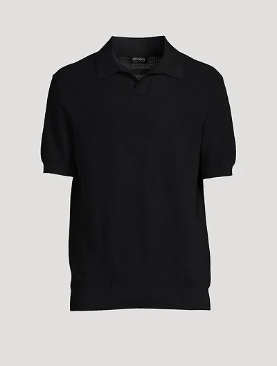 Cotton Jacquard Short-Sleeve Polo