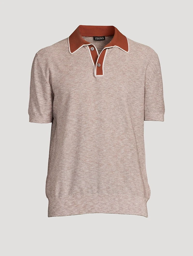 Cotton And Silk Polo Shirt
