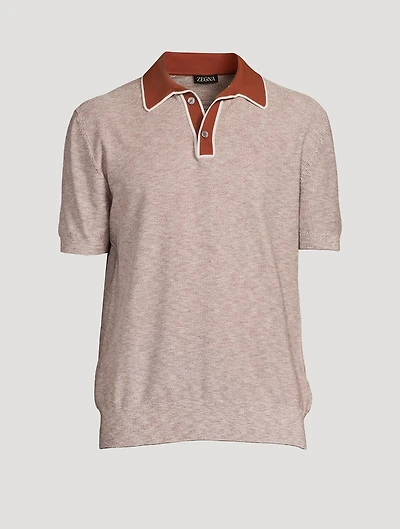 Cotton And Silk Polo Shirt