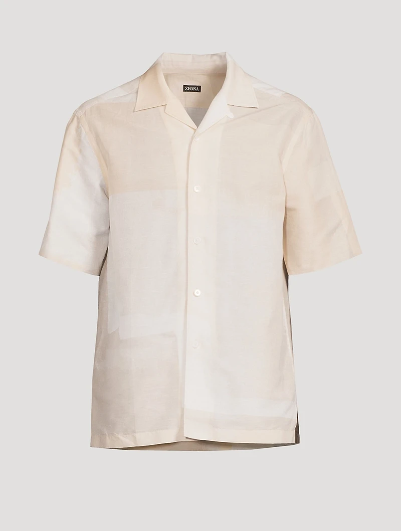 Linen And Cotton Short-Sleeve Shirt