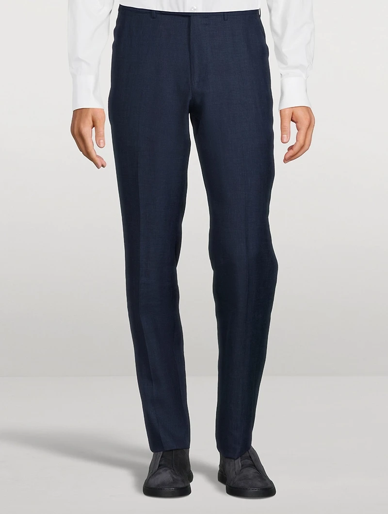 Wool Linen And Silk Slim-Fit Pants