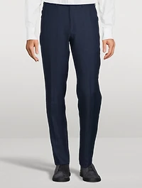 Wool Linen And Silk Slim-Fit Pants