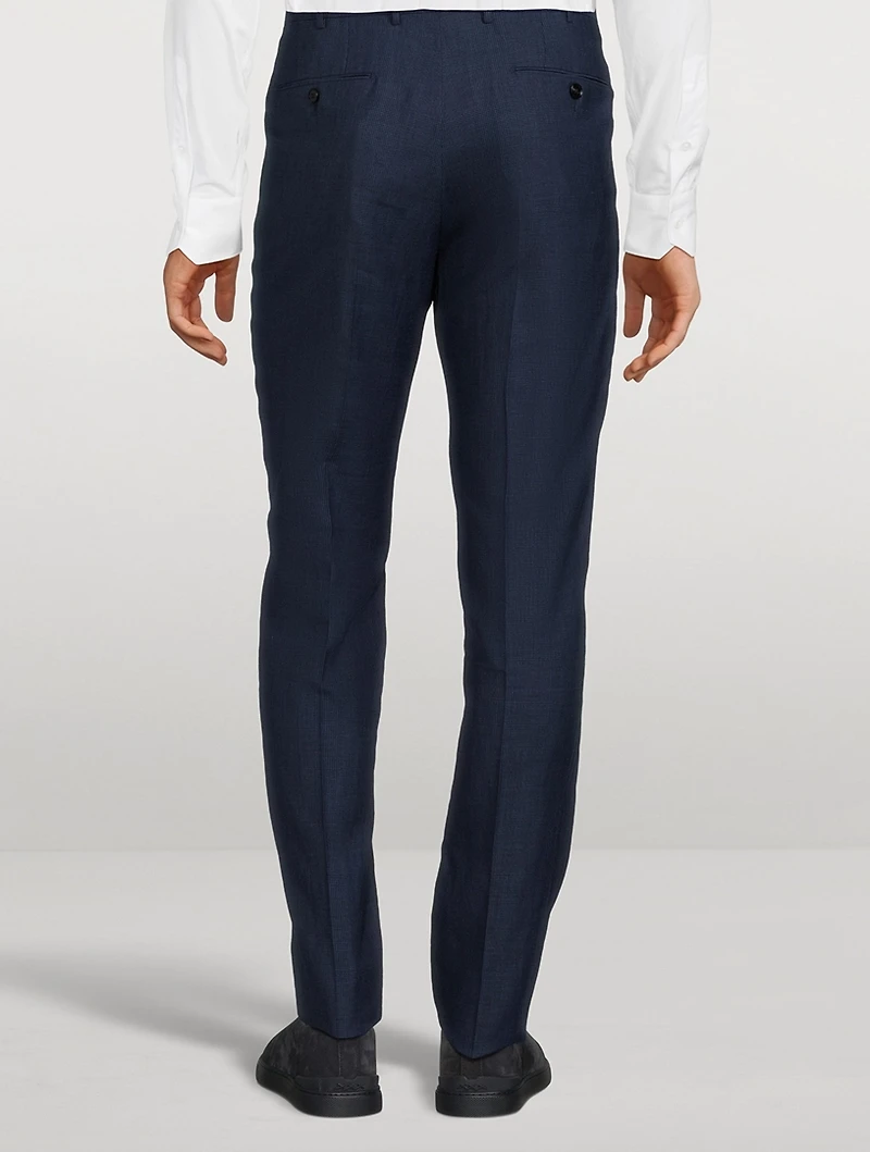 Wool Linen And Silk Slim-Fit Pants