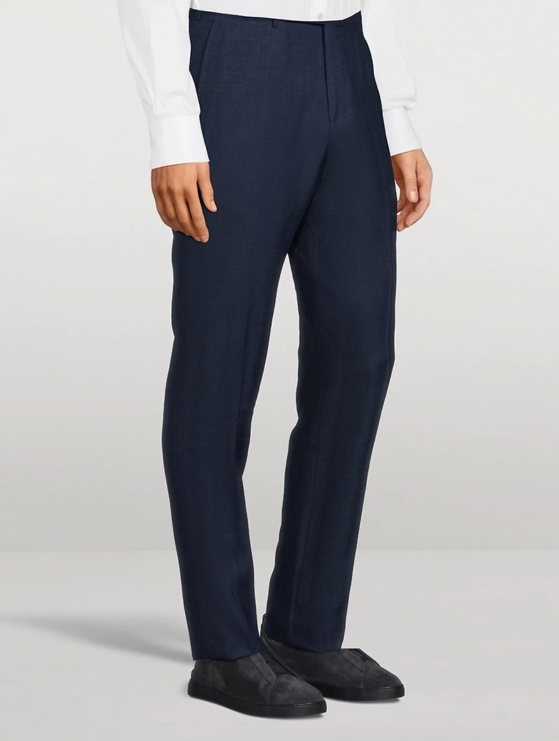 Wool Linen And Silk Slim-Fit Pants