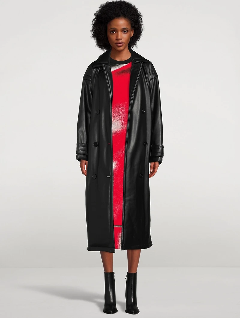 Emily Faux Leather Belted Trench Coat