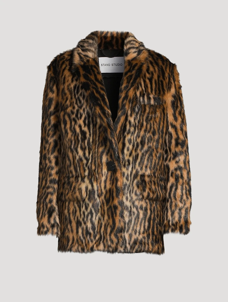 Jumbo Faux Fur Blazer Jaguar Print