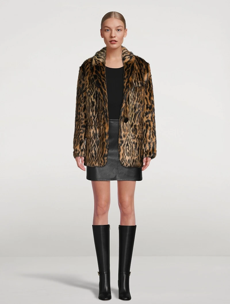 Jumbo Faux Fur Blazer Jaguar Print
