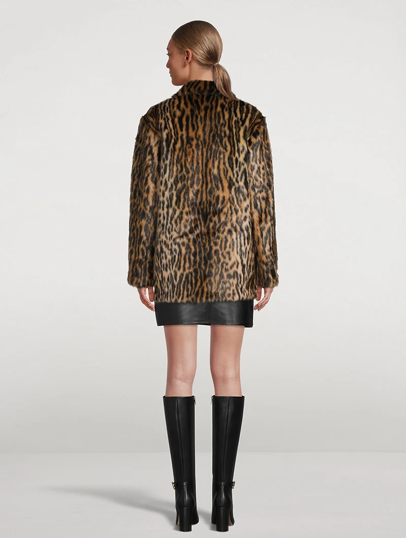 Jumbo Faux Fur Blazer Jaguar Print
