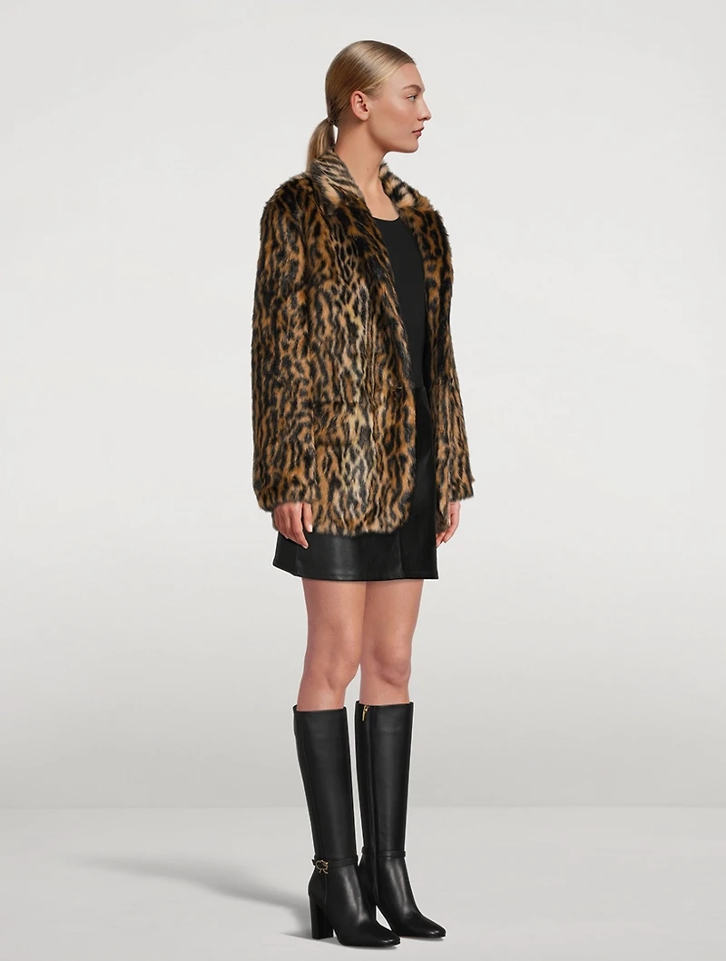 Jumbo Faux Fur Blazer Jaguar Print