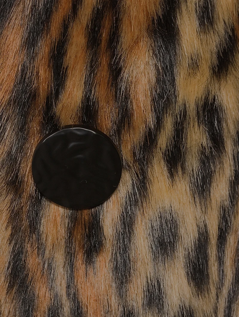 Jumbo Faux Fur Blazer Jaguar Print