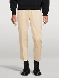 Cotton Straight-Leg Cropped Pants