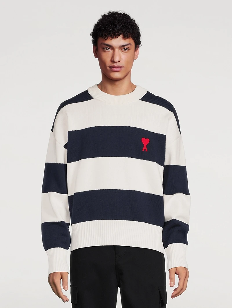 Cotton And Wool Rugby Sweater Striped Print