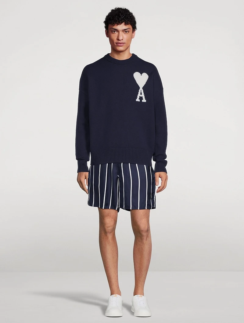 Silk Shorts Striped Print