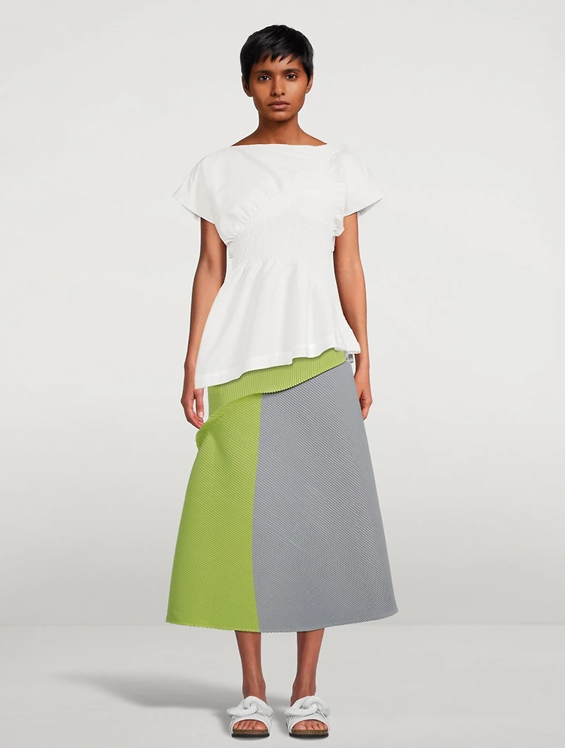 Ridge Pleats Midi Skirt