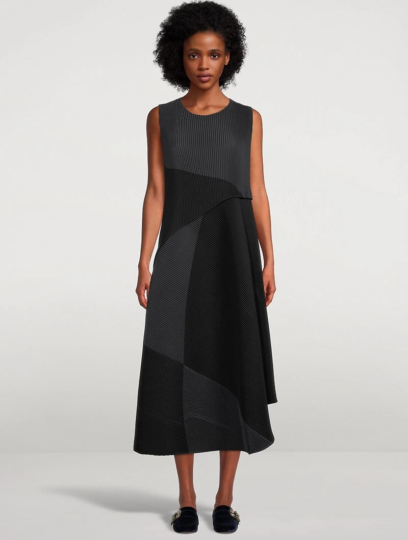 Ridge Pleats Midi Dress