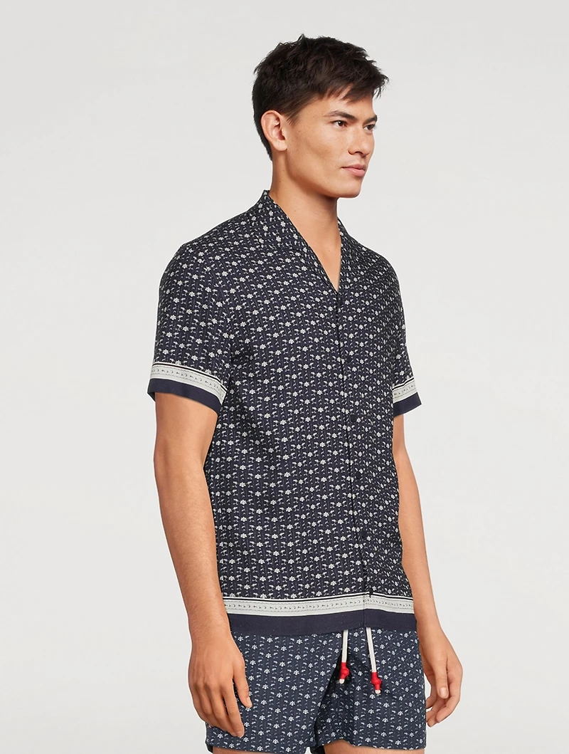 Hibbert Capri-Collar Shirt Bandana Print