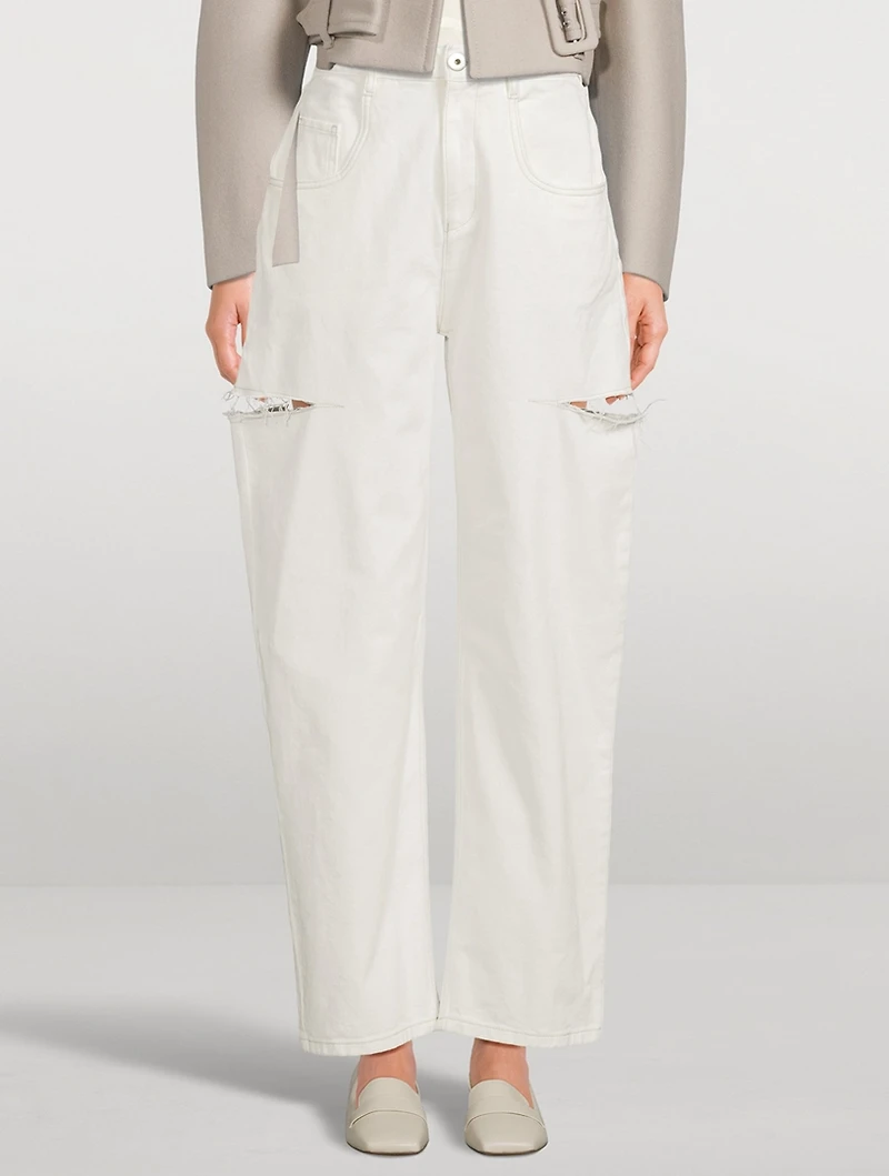 Slashed Wide-Leg Jeans