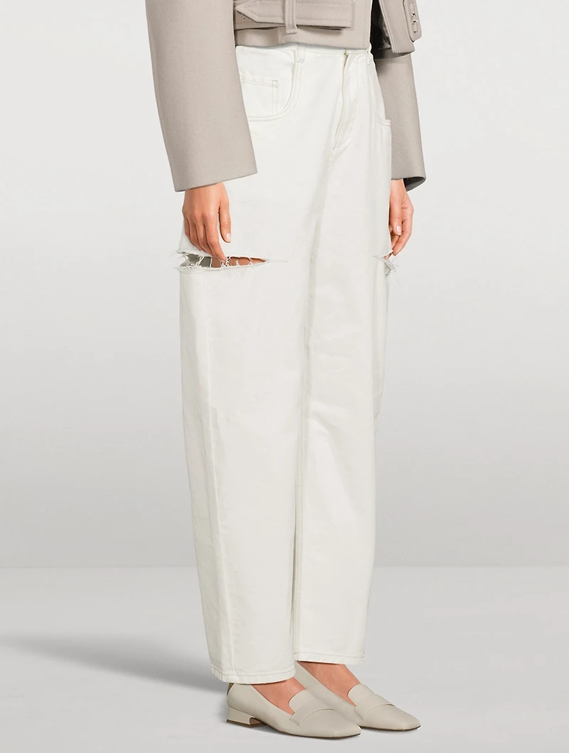 Slashed Wide-Leg Jeans