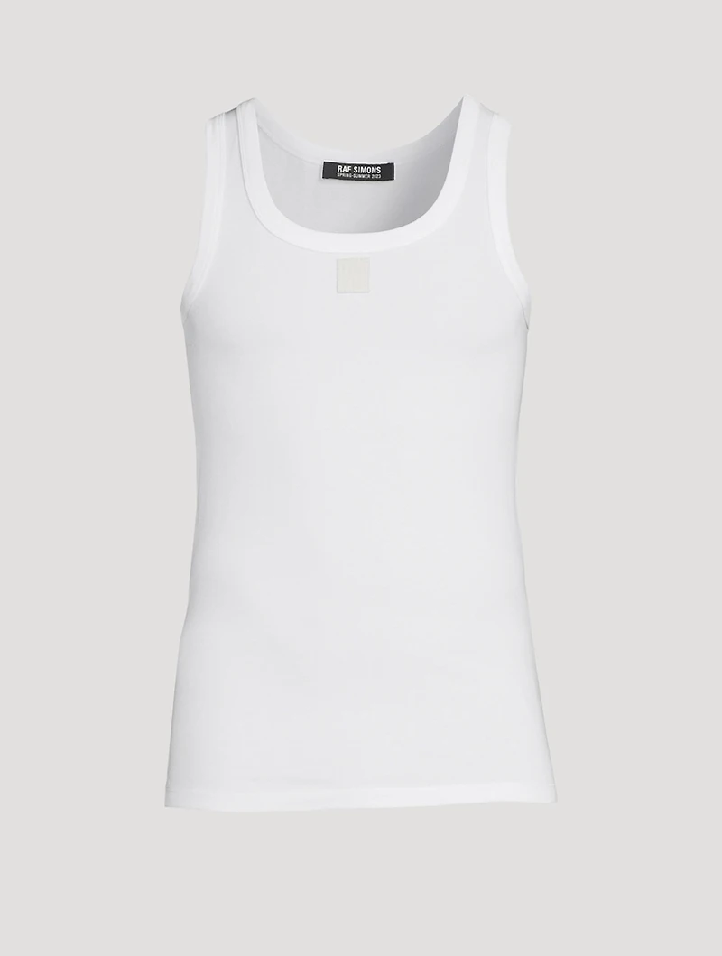 Cotton Tank Top With Leather Patch