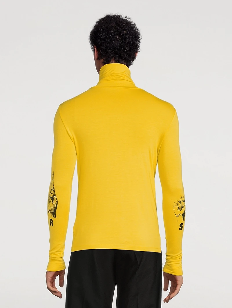 Turtleneck With Hand Sign Print