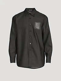 Denim Shirt With Leather Patch