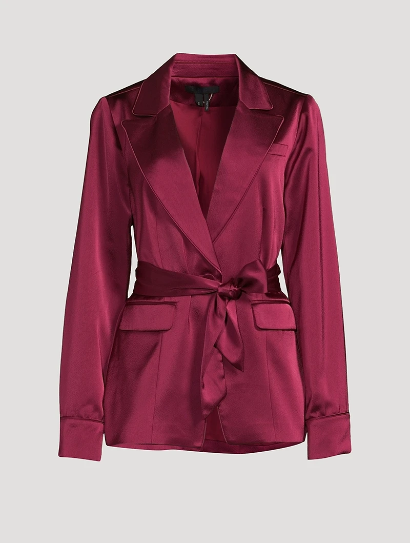Havenn Belted Satin Blazer