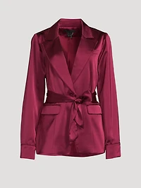 Havenn Belted Satin Blazer