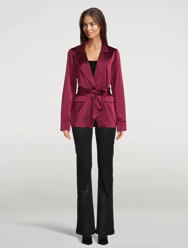 Havenn Belted Satin Blazer