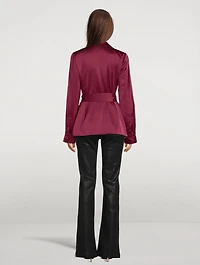 Havenn Belted Satin Blazer