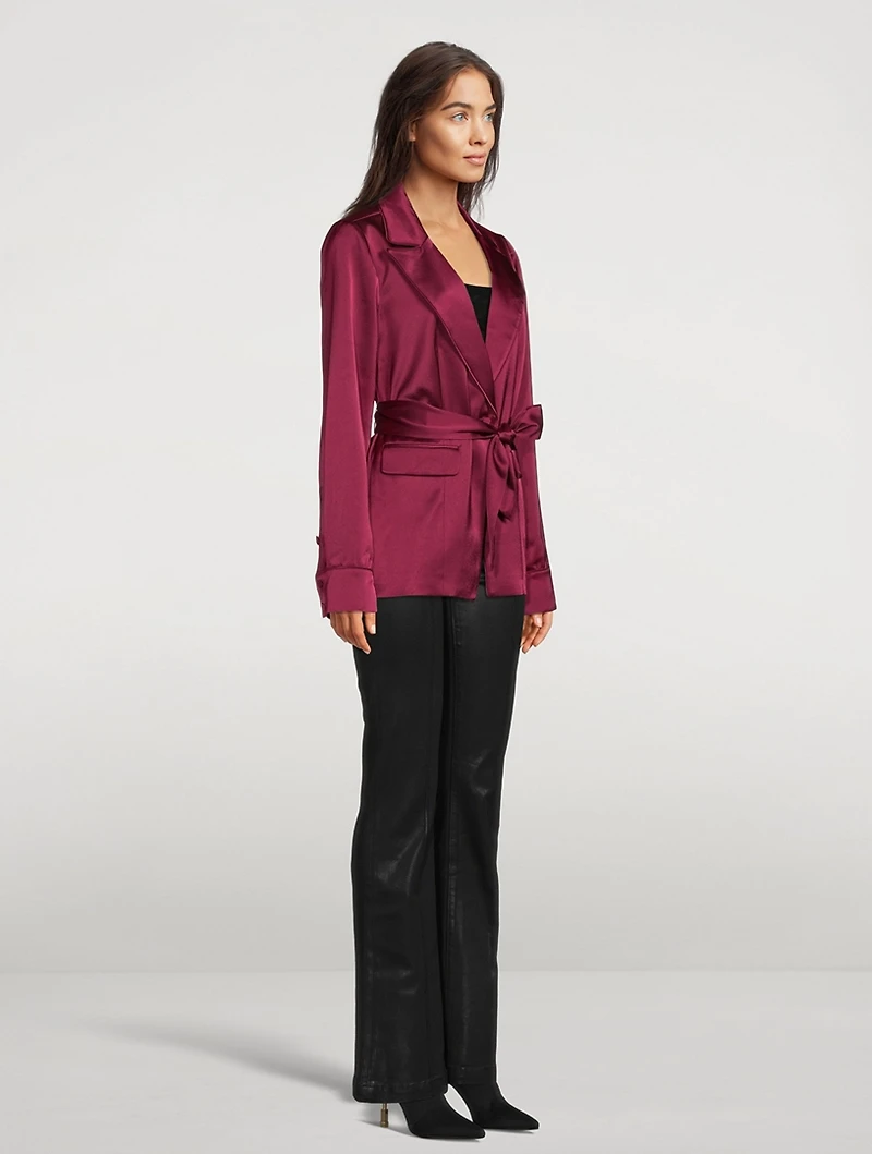 Havenn Belted Satin Blazer