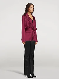 Havenn Belted Satin Blazer