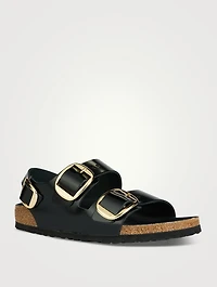 Milano Big Buckle Leather Slingback Sandals