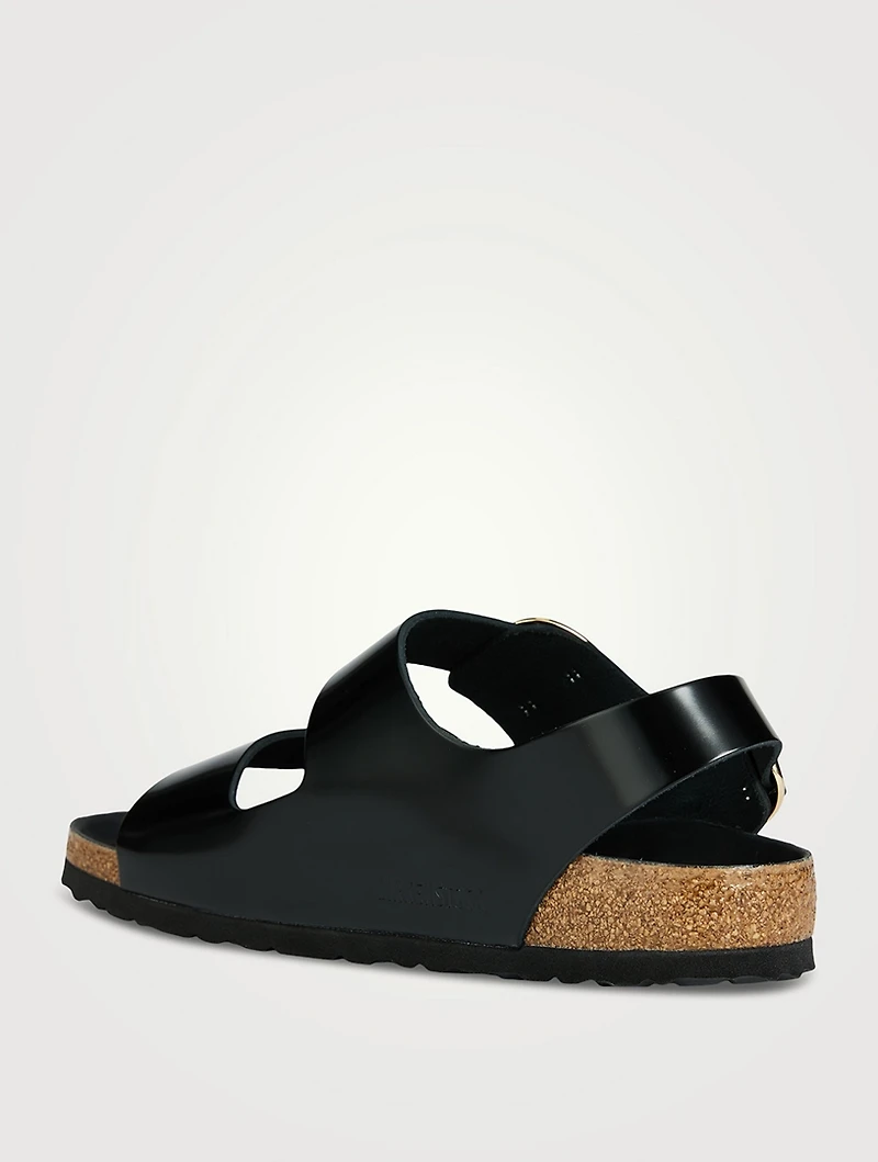 Milano Big Buckle Leather Slingback Sandals