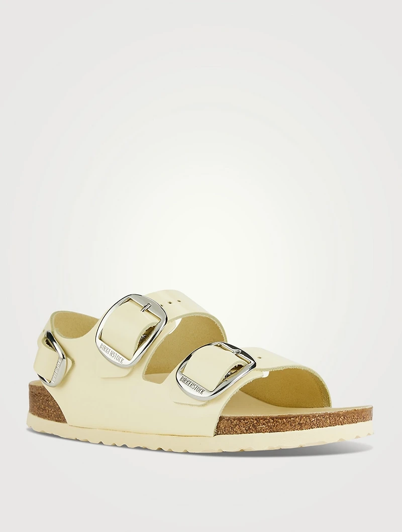 Milano Big Buckle Leather Slingback Sandals
